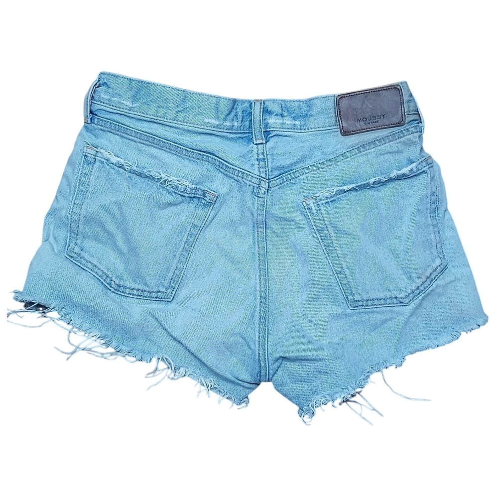 MOUSSY VINTAGE Light Wash Distressed Denim Cut Off Shorts Size 28‎ 025DAC11-2580 - Picture 4 of 4